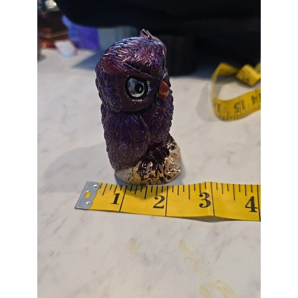 Handmade Resin Metallic Purple Owl Gold Decoration Gift 661